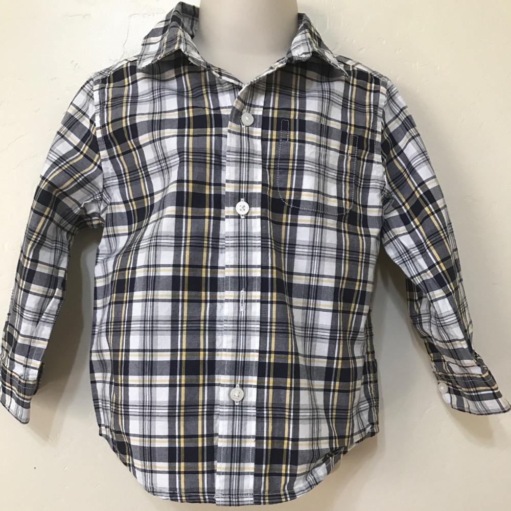 Janie & jack button up shirt. Blue white yellow 2t